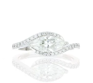 Platinum Marquise Bypass Diamond Engagement Ring