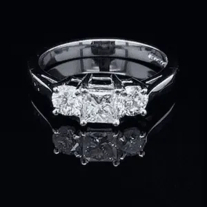 Platinum Three Stone Princess & Brilliant Cut Ring