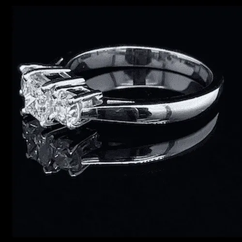 Platinum Three Stone Princess & Brilliant Cut Ring