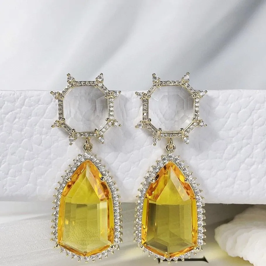 Pre Order: Geometric Teardrop Zircon Earrings