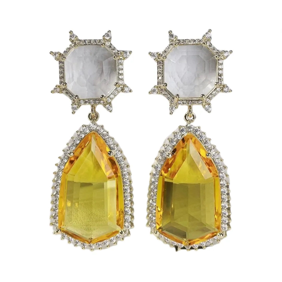 Pre Order: Geometric Teardrop Zircon Earrings