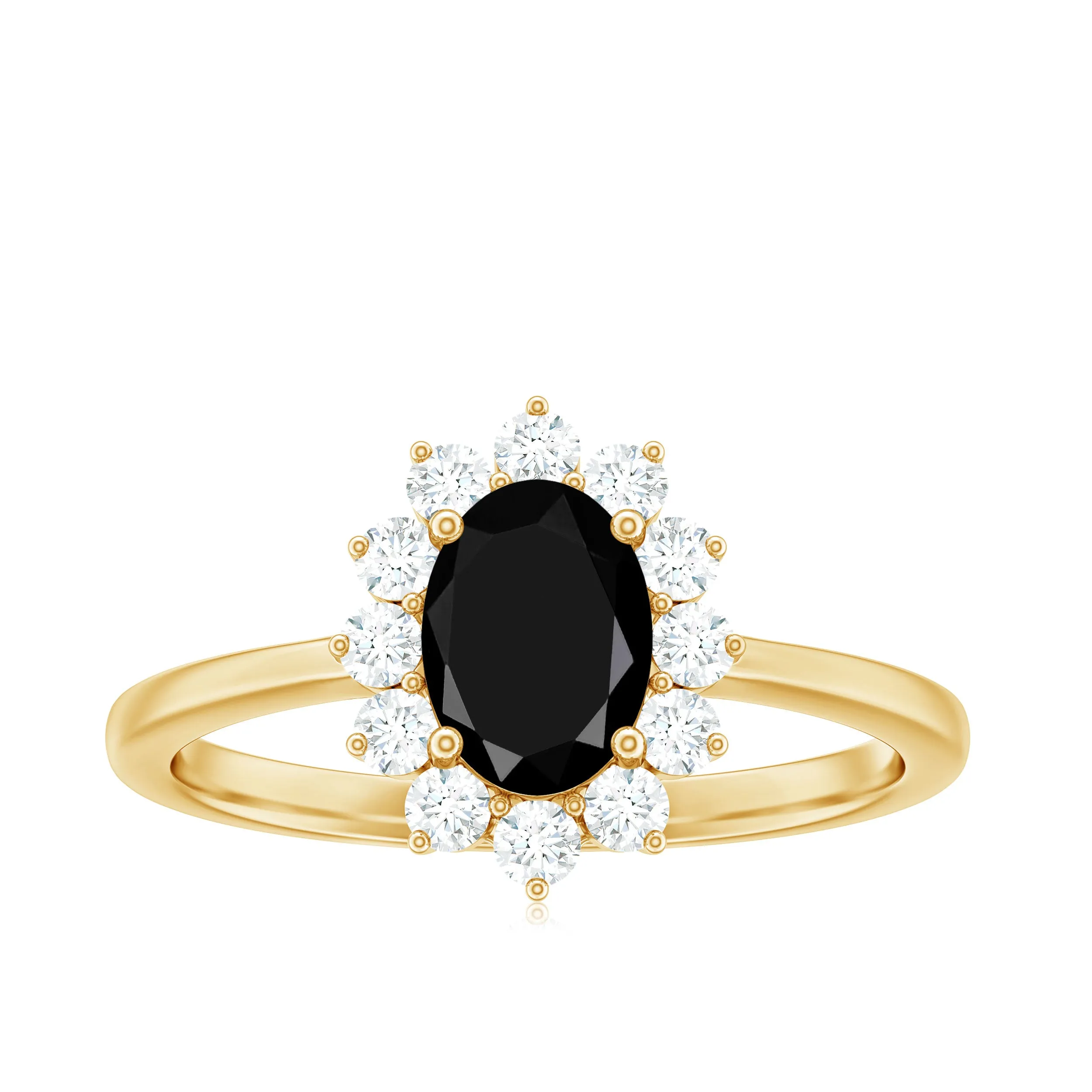 Princess Diana Inspired Created Black Diamond and Diamond Engagement Ring