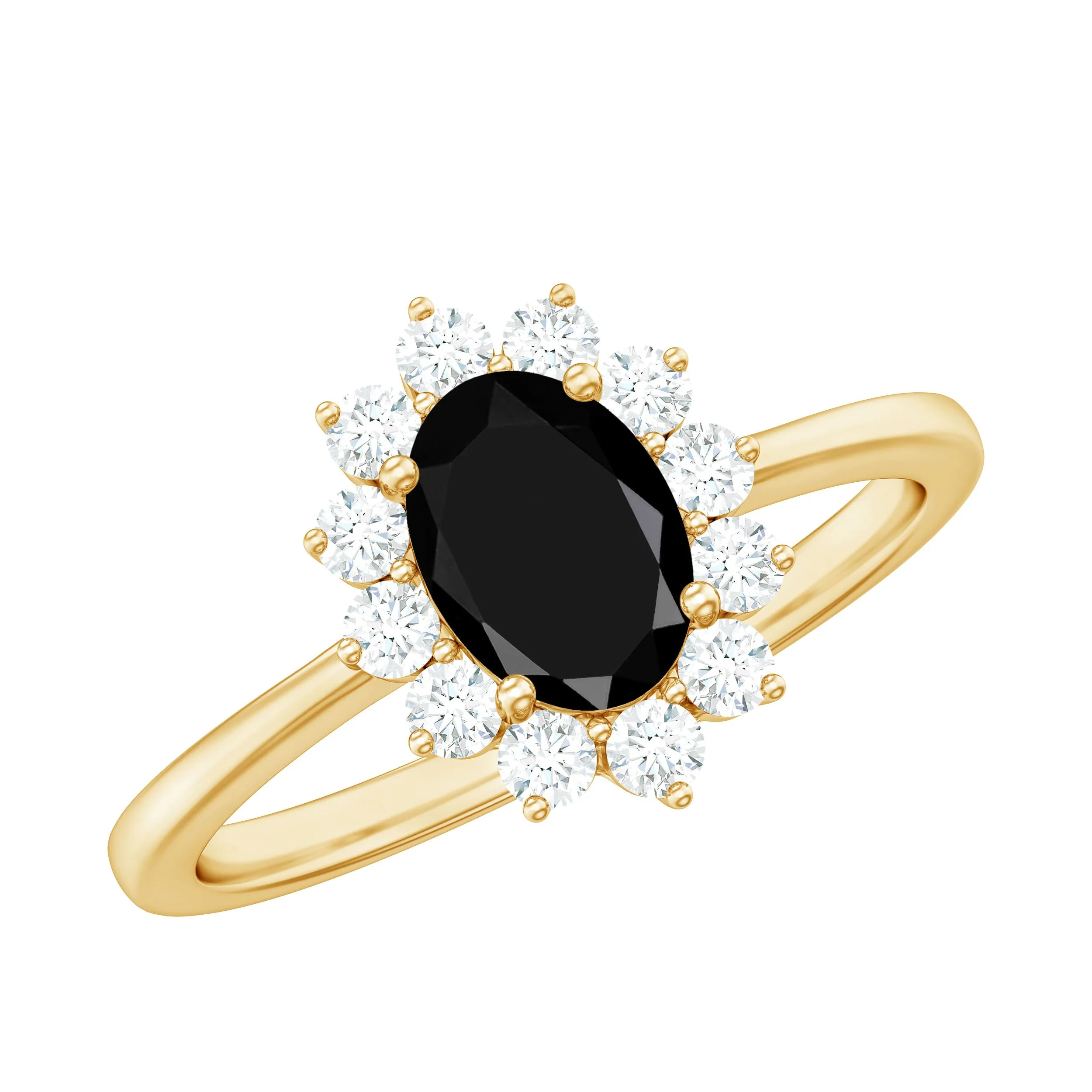 Princess Diana Inspired Created Black Diamond and Diamond Engagement Ring