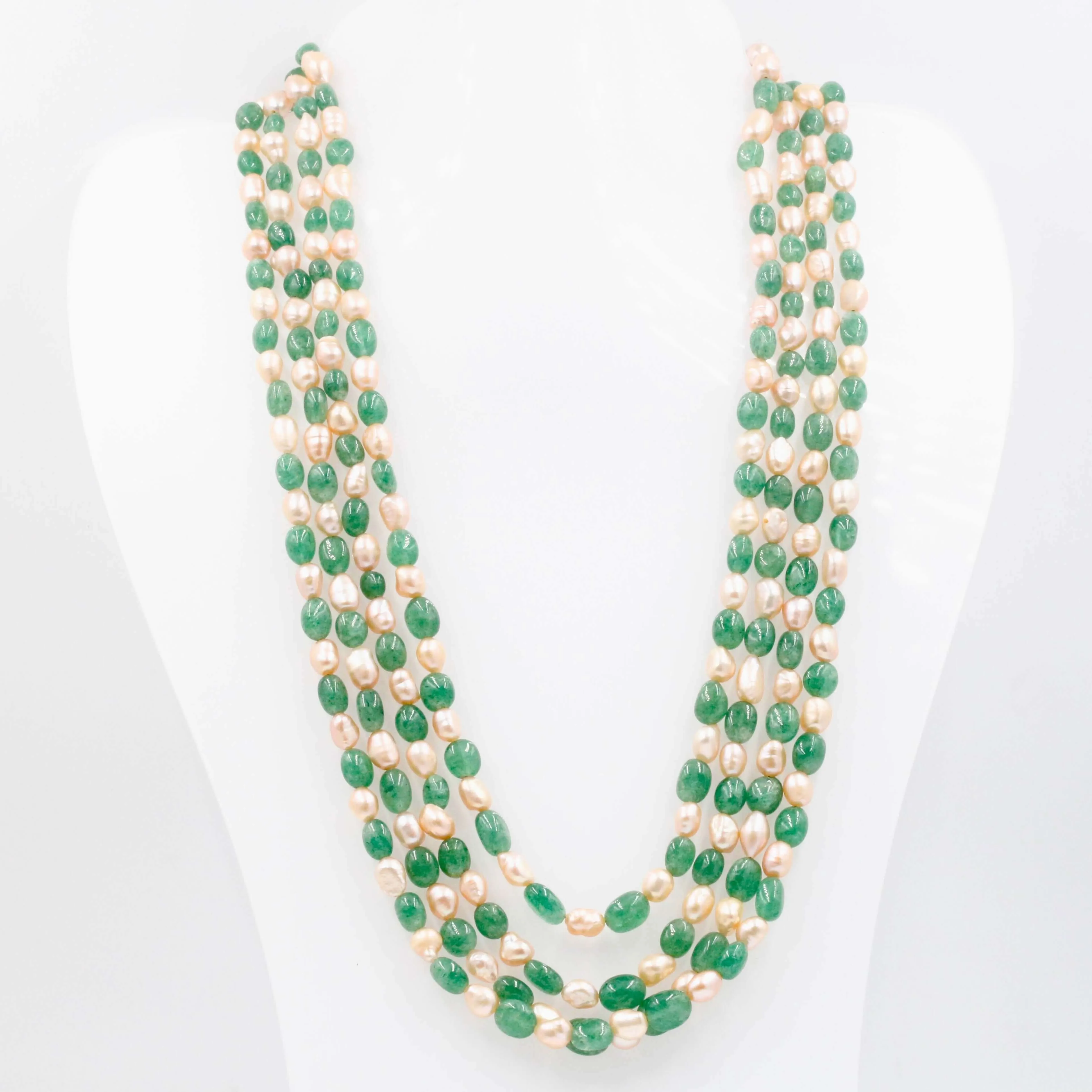 Quartz and Fresh Water Pearl Necklace Emerald Quartz Russian Emerald Quartz Cultured Pearl Indian Necklace Layered Necklace SKU: 6143053