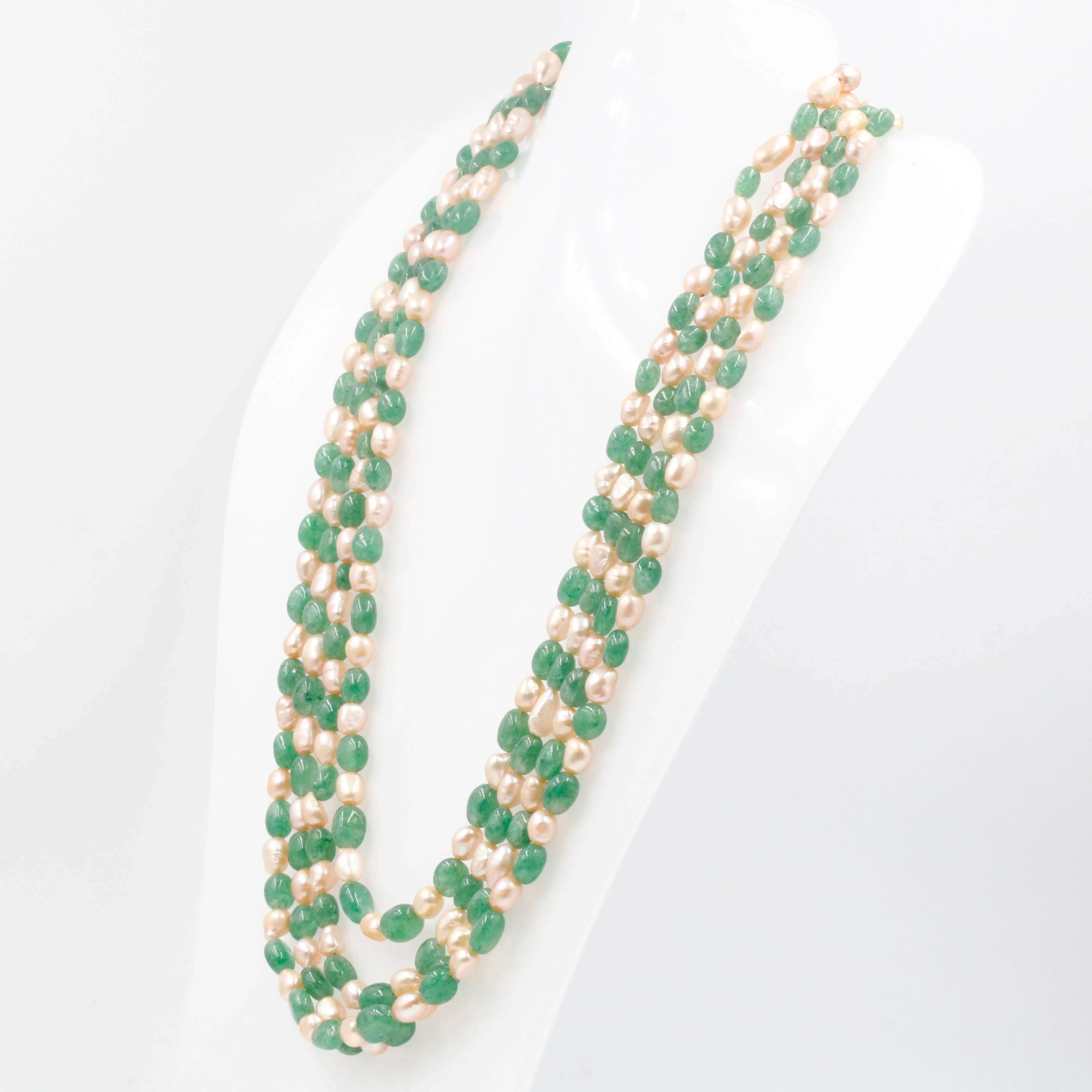 Quartz and Fresh Water Pearl Necklace Emerald Quartz Russian Emerald Quartz Cultured Pearl Indian Necklace Layered Necklace SKU: 6143053