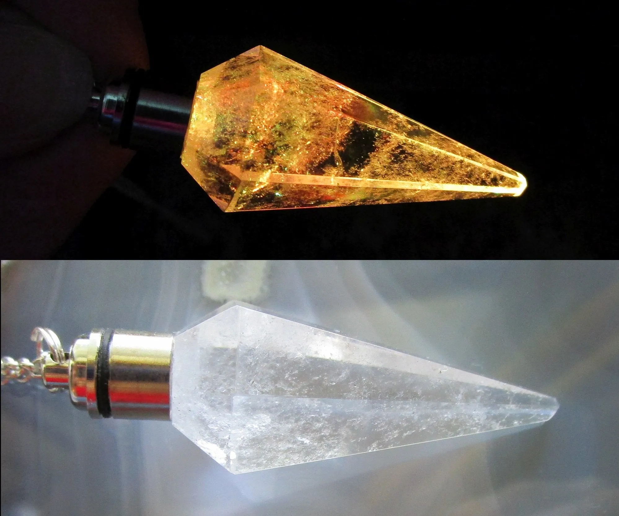 Quartz Crystal Color Change Light Up Pendulum Pendant Necklace