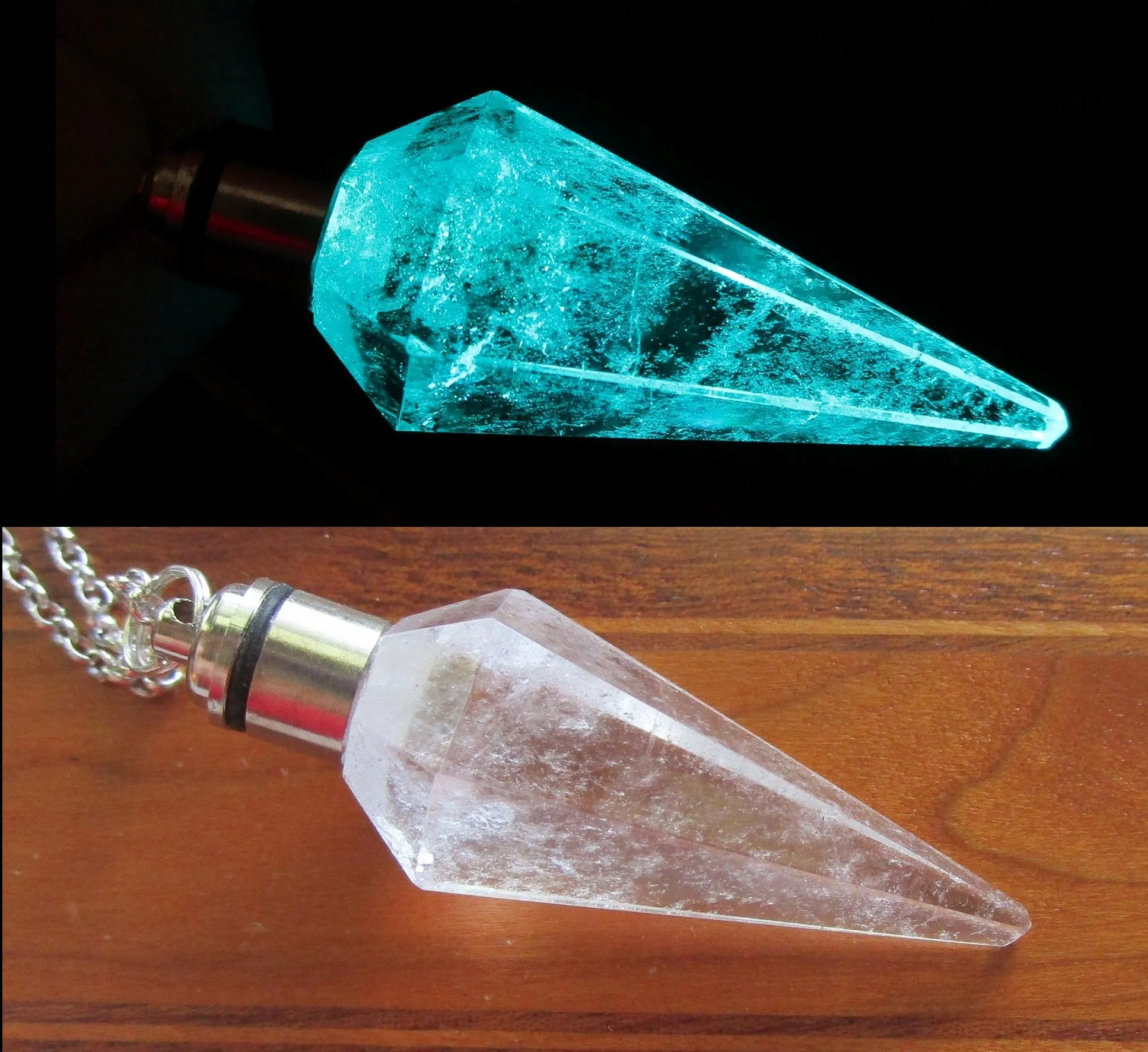 Quartz Crystal Color Change Light Up Pendulum Pendant Necklace