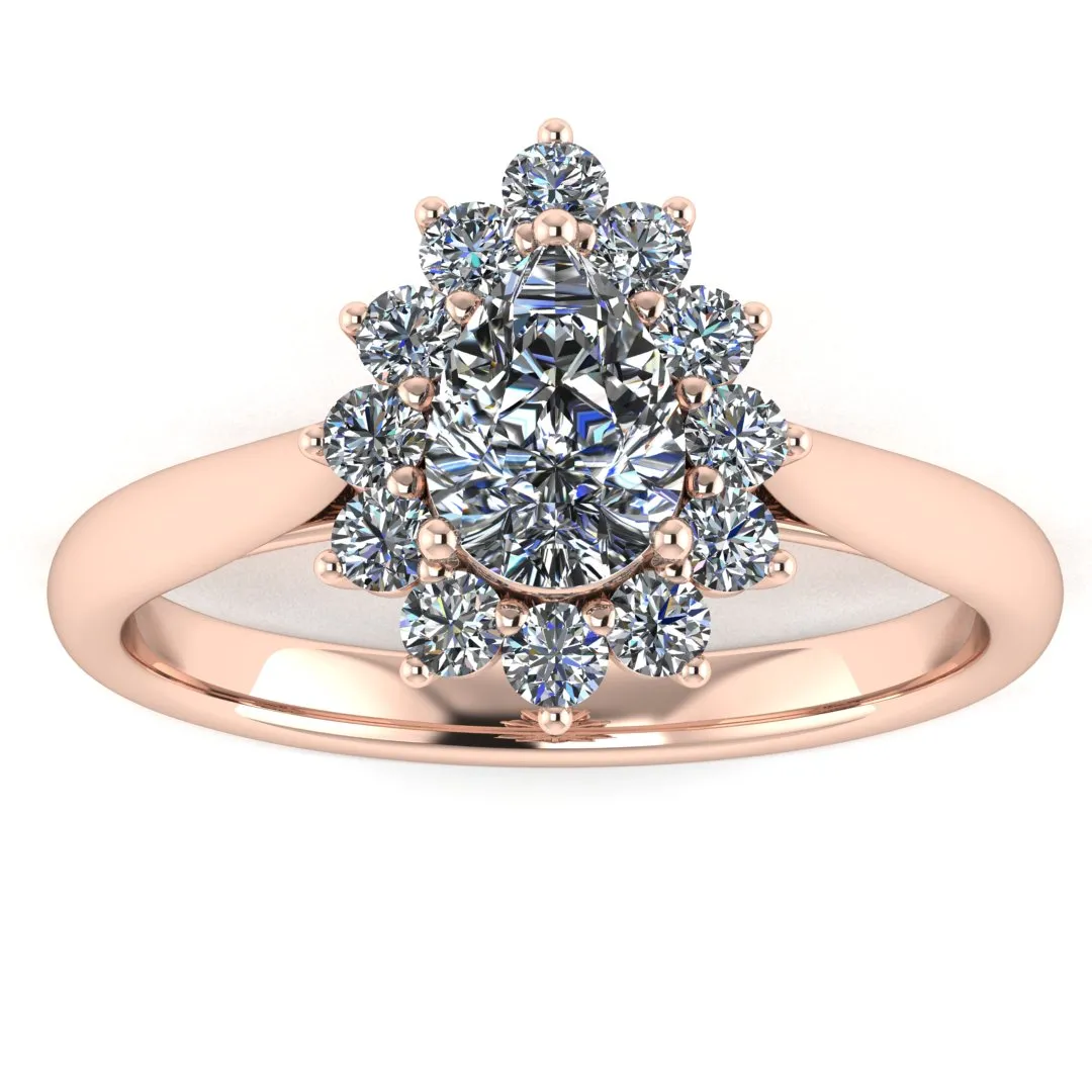 "Bianca" Star Shape Halo Pear Cut Diamond Engagement Ring HAPS05