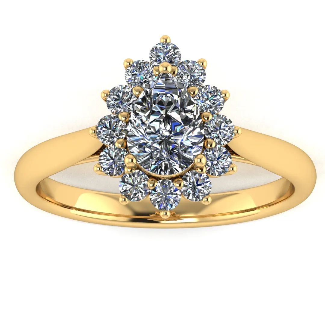 "Bianca" Star Shape Halo Pear Cut Diamond Engagement Ring HAPS05