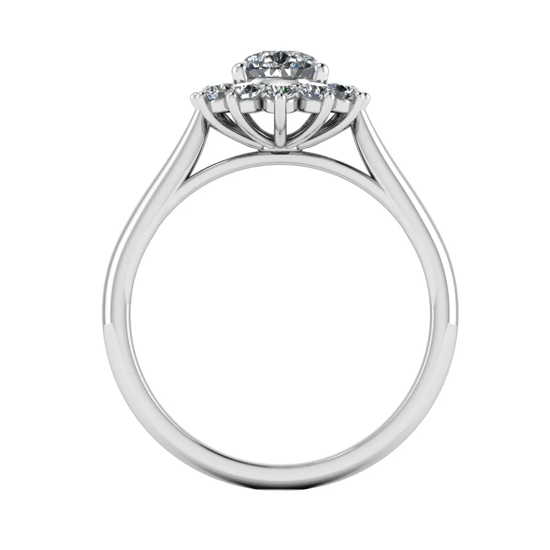 "Bianca" Star Shape Halo Pear Cut Diamond Engagement Ring HAPS05