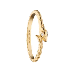 "Never Fear" Snake Poesy Slim 18K Gold Stackable Ring