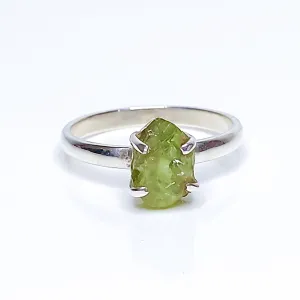 Raw Peridot Crystal Brithstone Ring