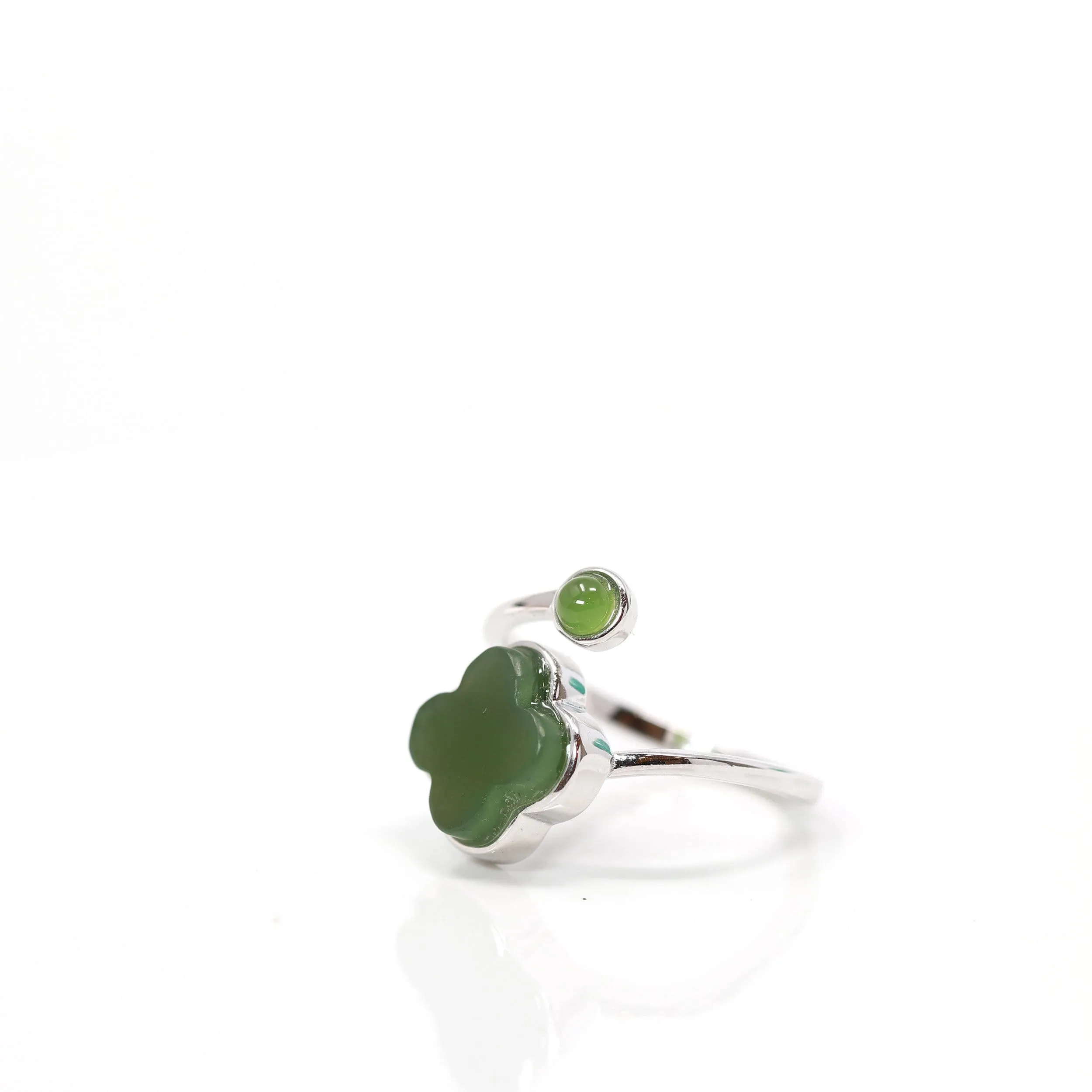 RealJade® "Lucky Clover" Sterling Silver Real Green Nephrite Jade Set