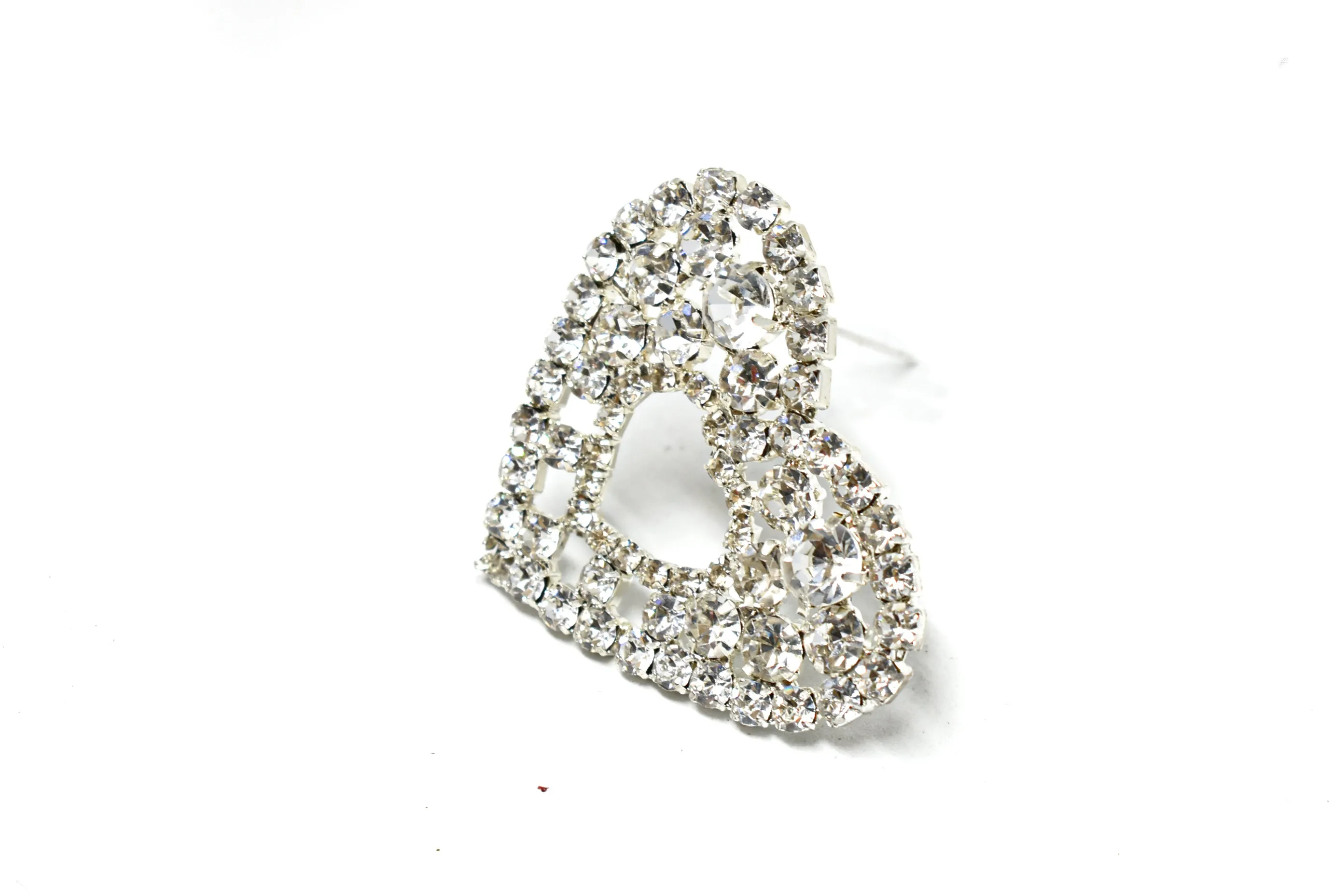 Rhinestone Heart Brooch with Pin 2" - 1 Piece