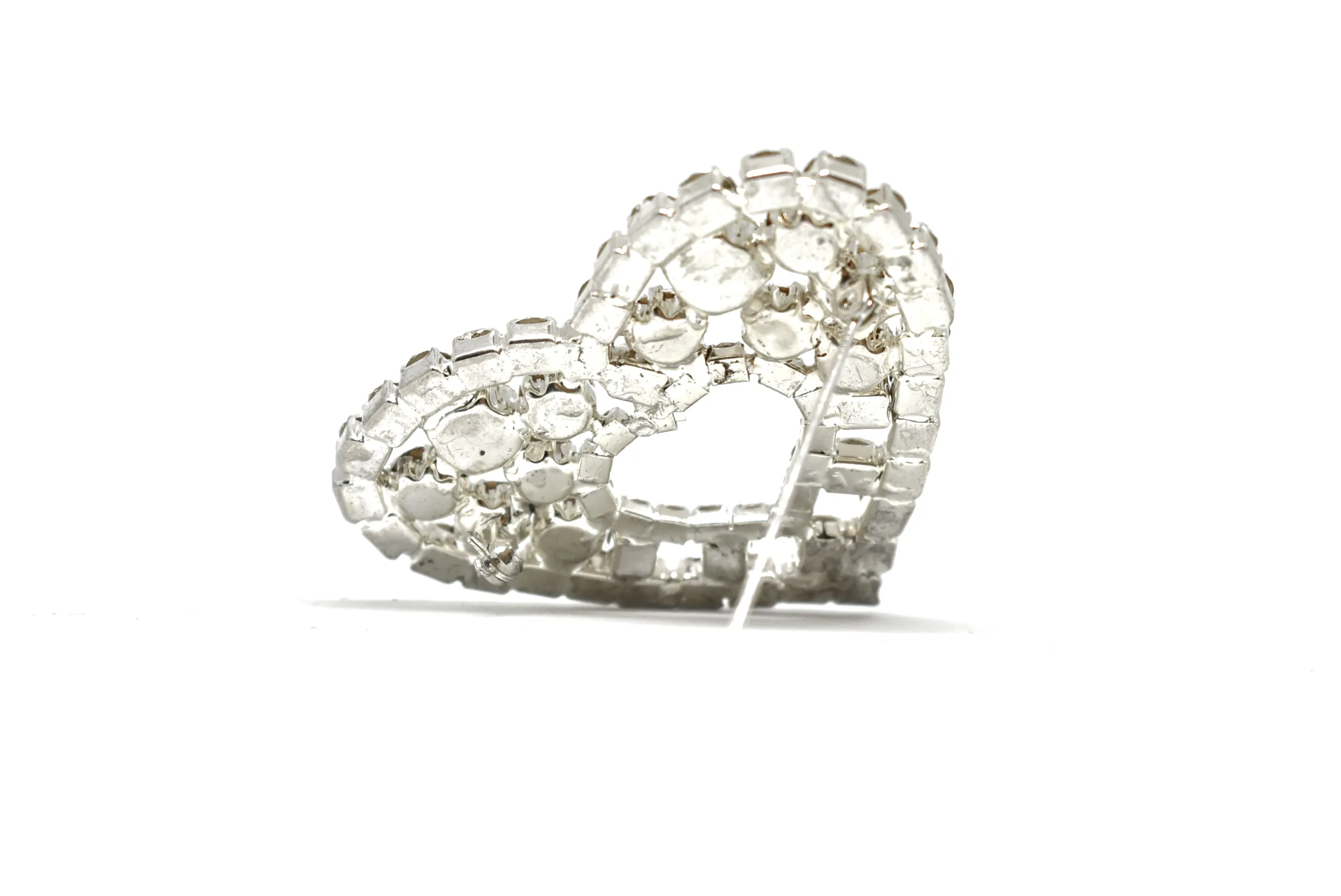 Rhinestone Heart Brooch with Pin 2" - 1 Piece