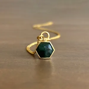 Rose Cut Emerald Hexagon Pendant