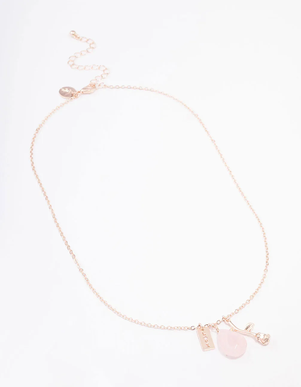 Rose Gold Semi-Precious Rose Quartz Love Necklace