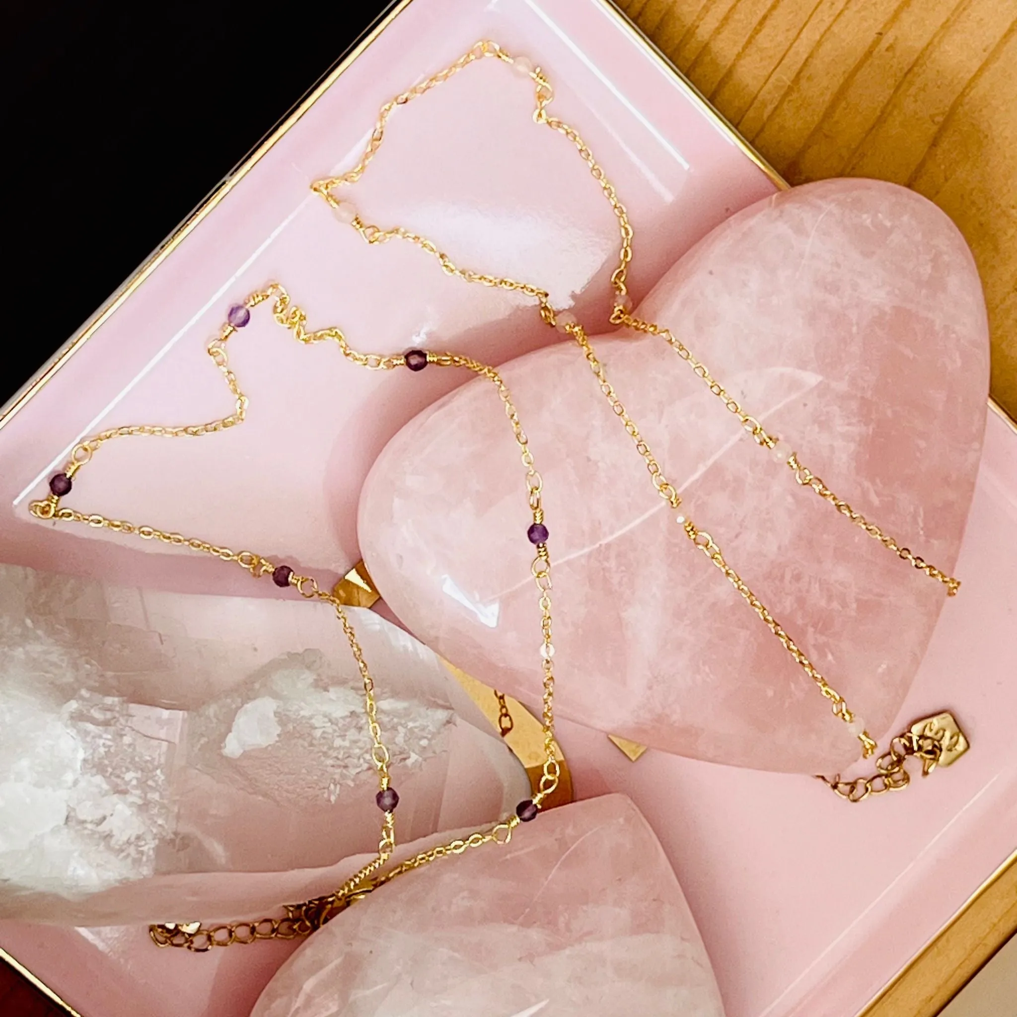 Rose Quartz Choker Necklace GHW