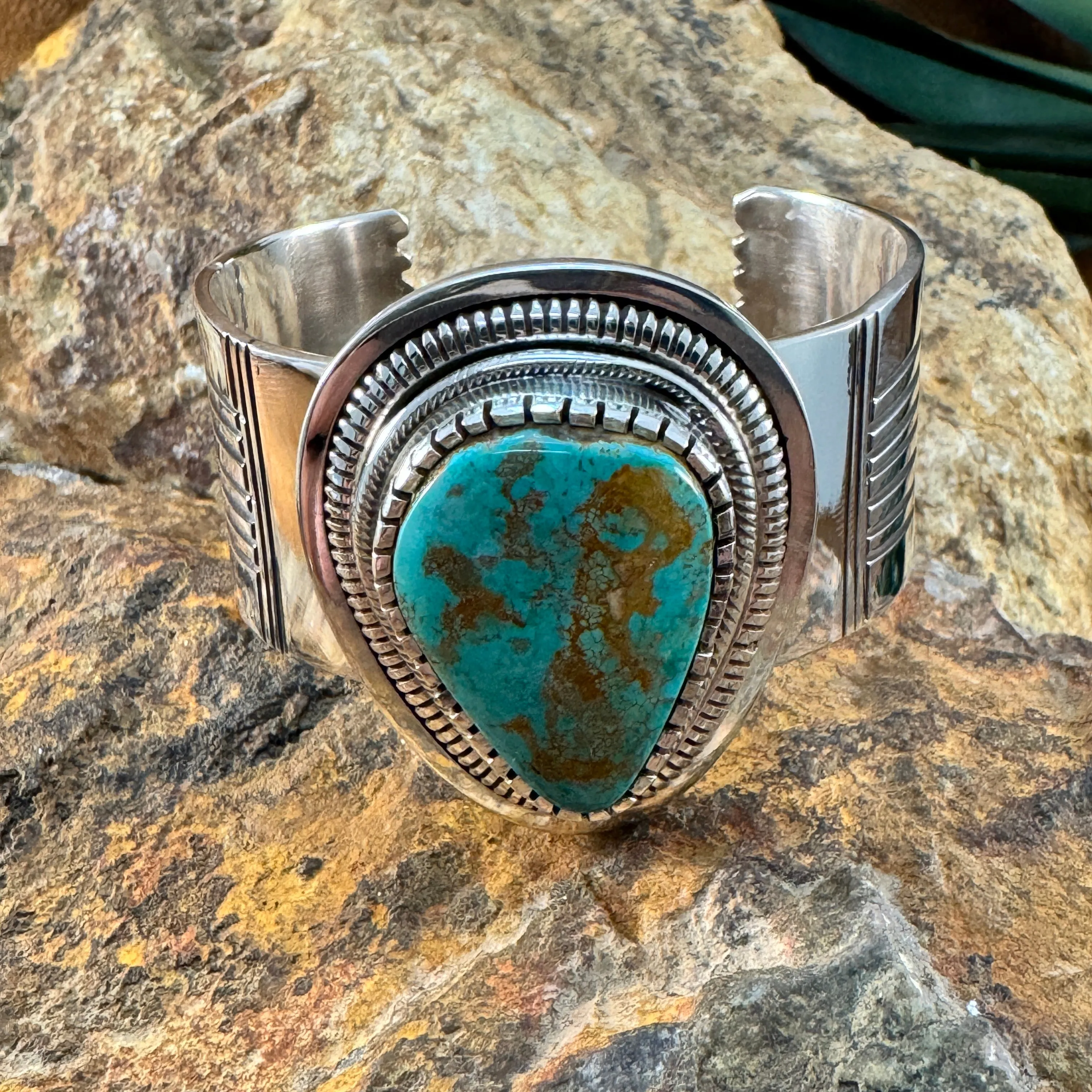 Royston Turquoise Sterling Silver Bracelet by Leonard Nez