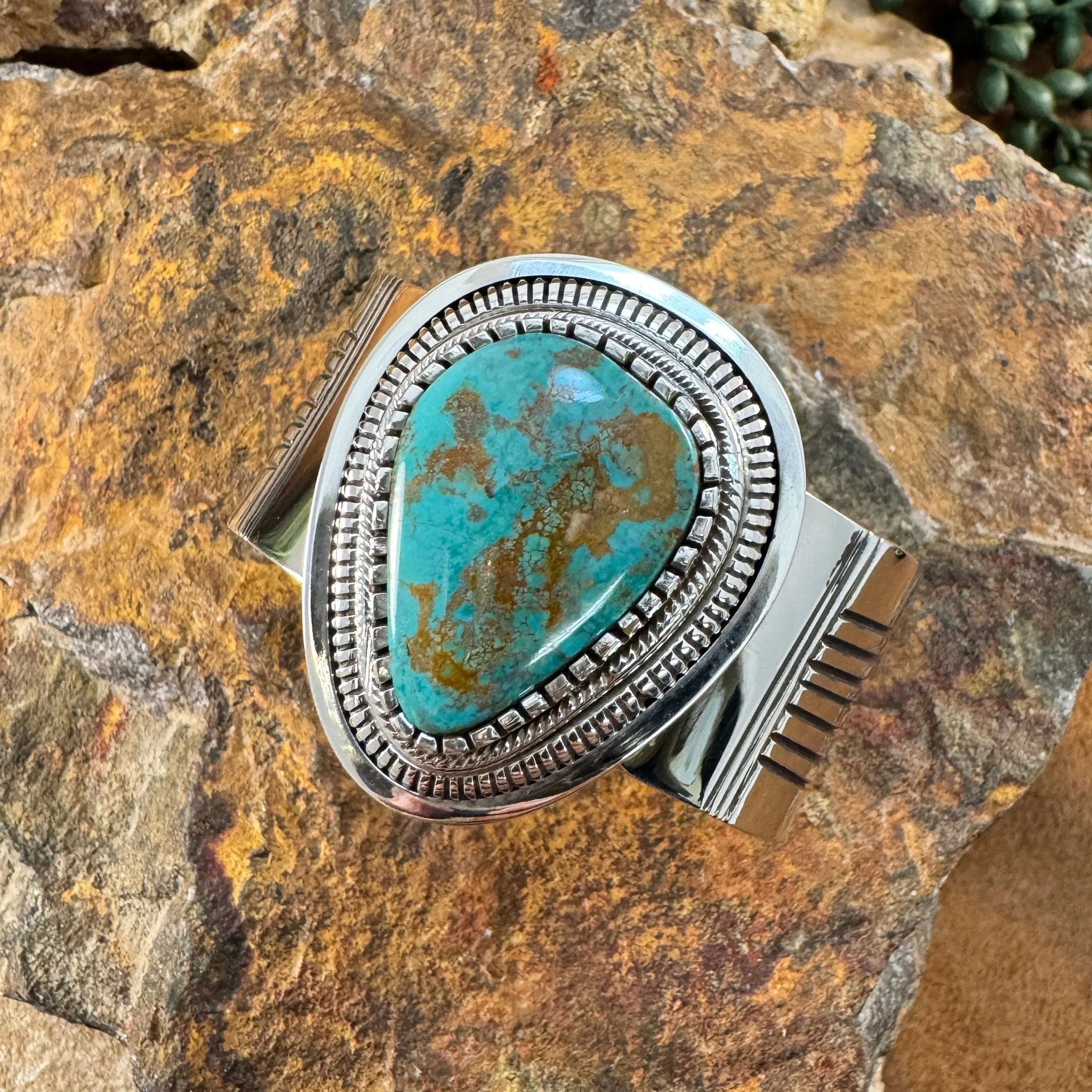 Royston Turquoise Sterling Silver Bracelet by Leonard Nez