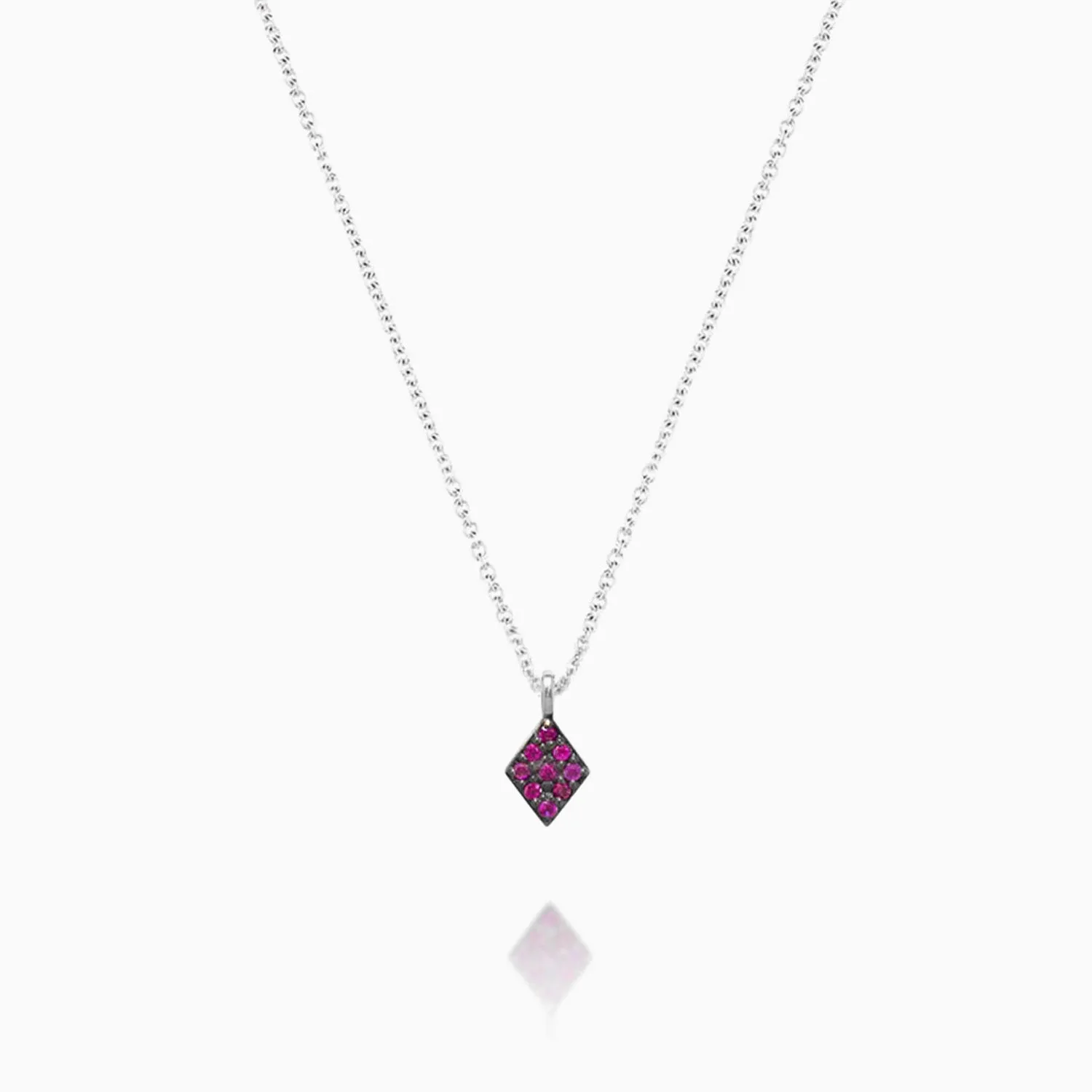 Ruby and Black Rhodium Pendant Necklace