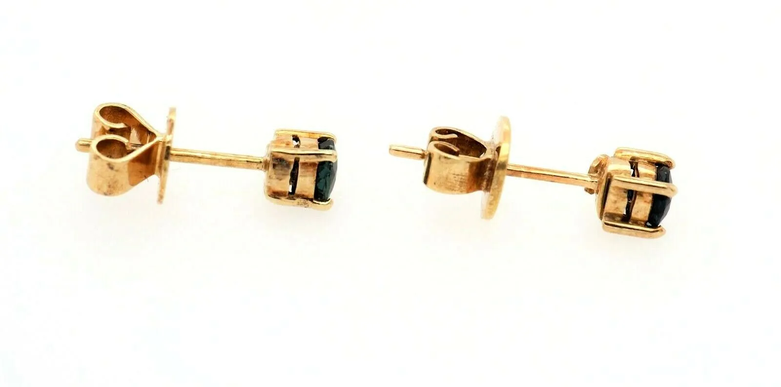 Sapphire & 9ct Yellow Gold Stud Earrings Pierced Ears Fine Jewellery