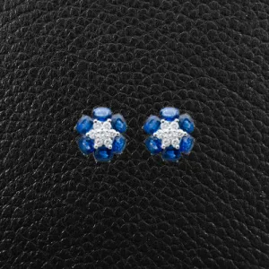 Sapphire & Diamond Cluster Earrings