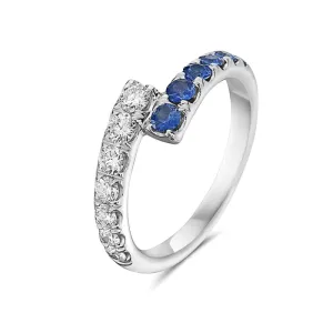 Sapphire and Diamond Bypass Ring