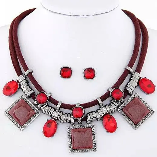 Sapphire Blue / Ruby Red Collar Statement Necklace