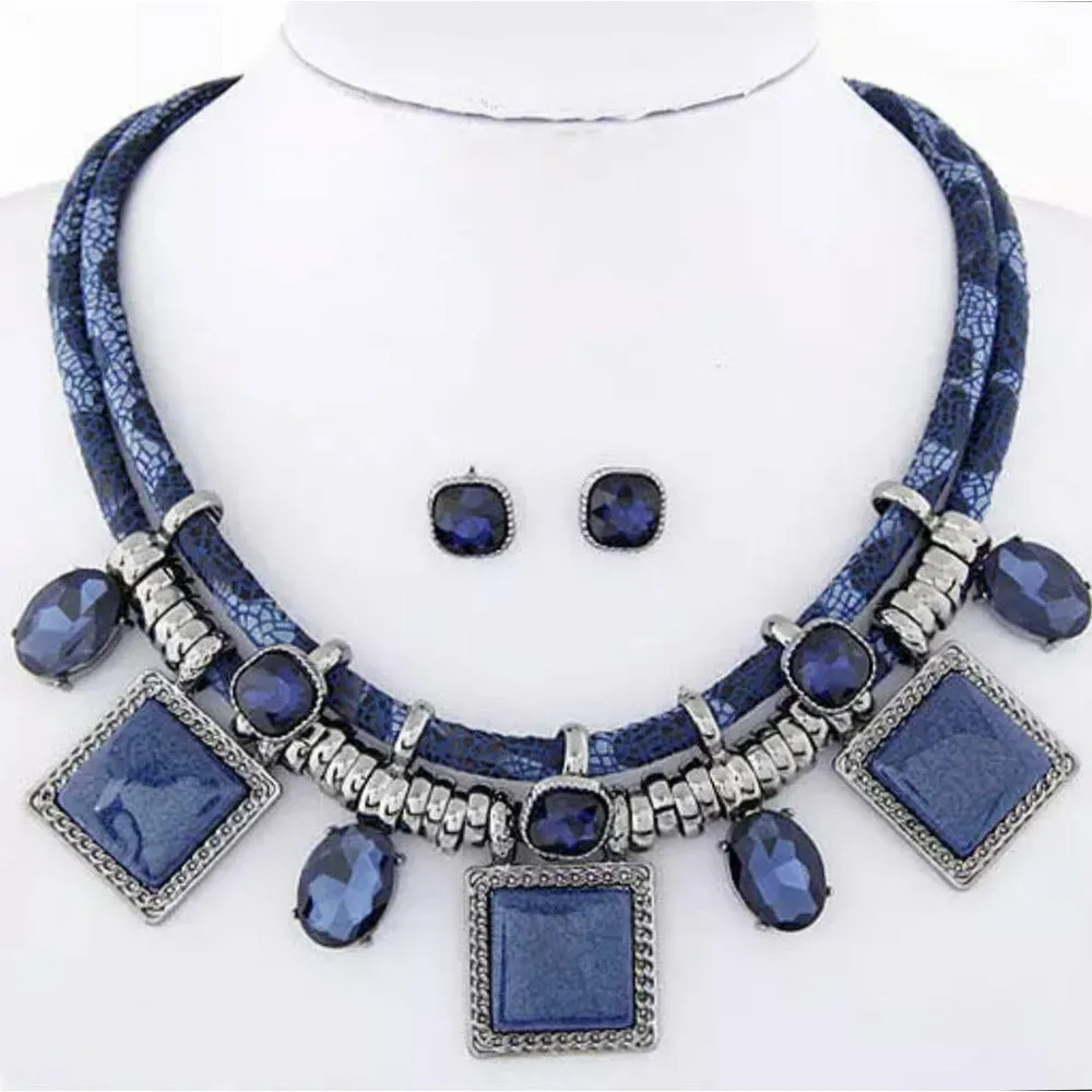 Sapphire Blue / Ruby Red Collar Statement Necklace