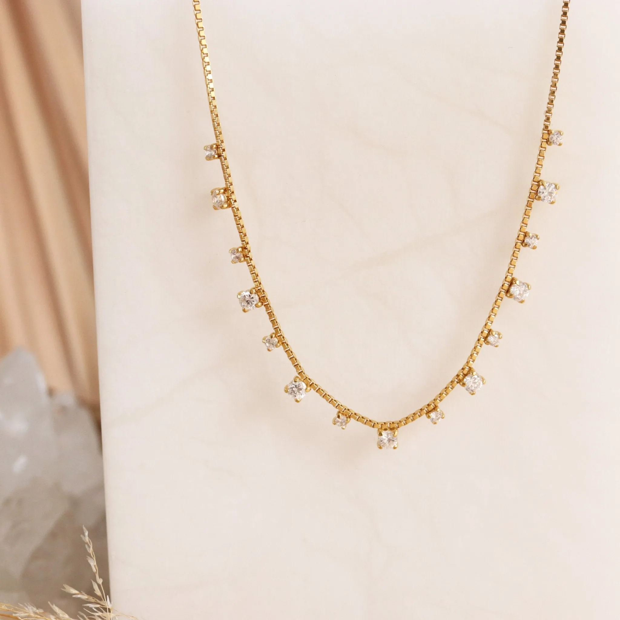 SCATTERED LOVE COLLAR NECKLACE - CUBIC ZIRCONIA & GOLD