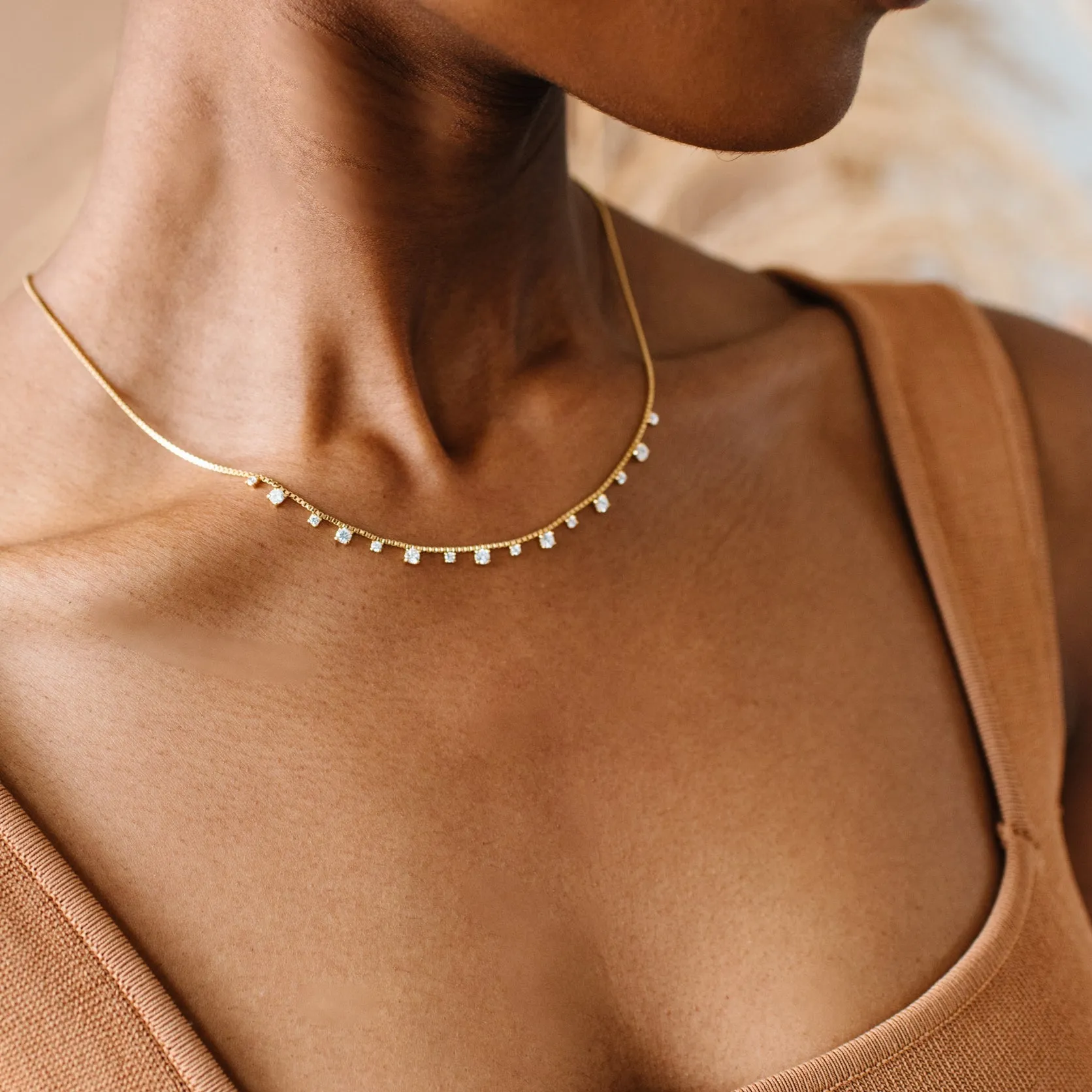 SCATTERED LOVE COLLAR NECKLACE - CUBIC ZIRCONIA & GOLD