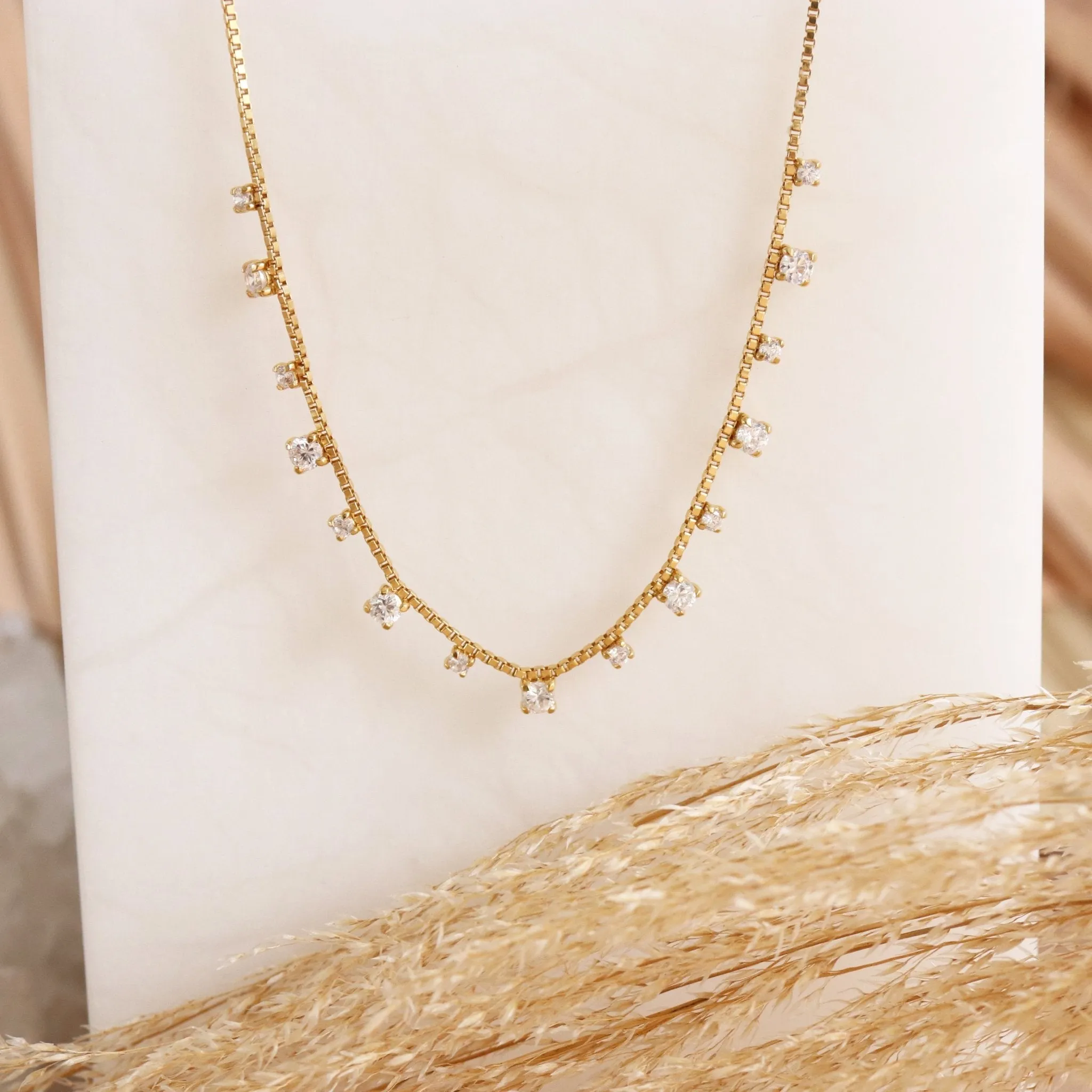 SCATTERED LOVE COLLAR NECKLACE - CUBIC ZIRCONIA & GOLD