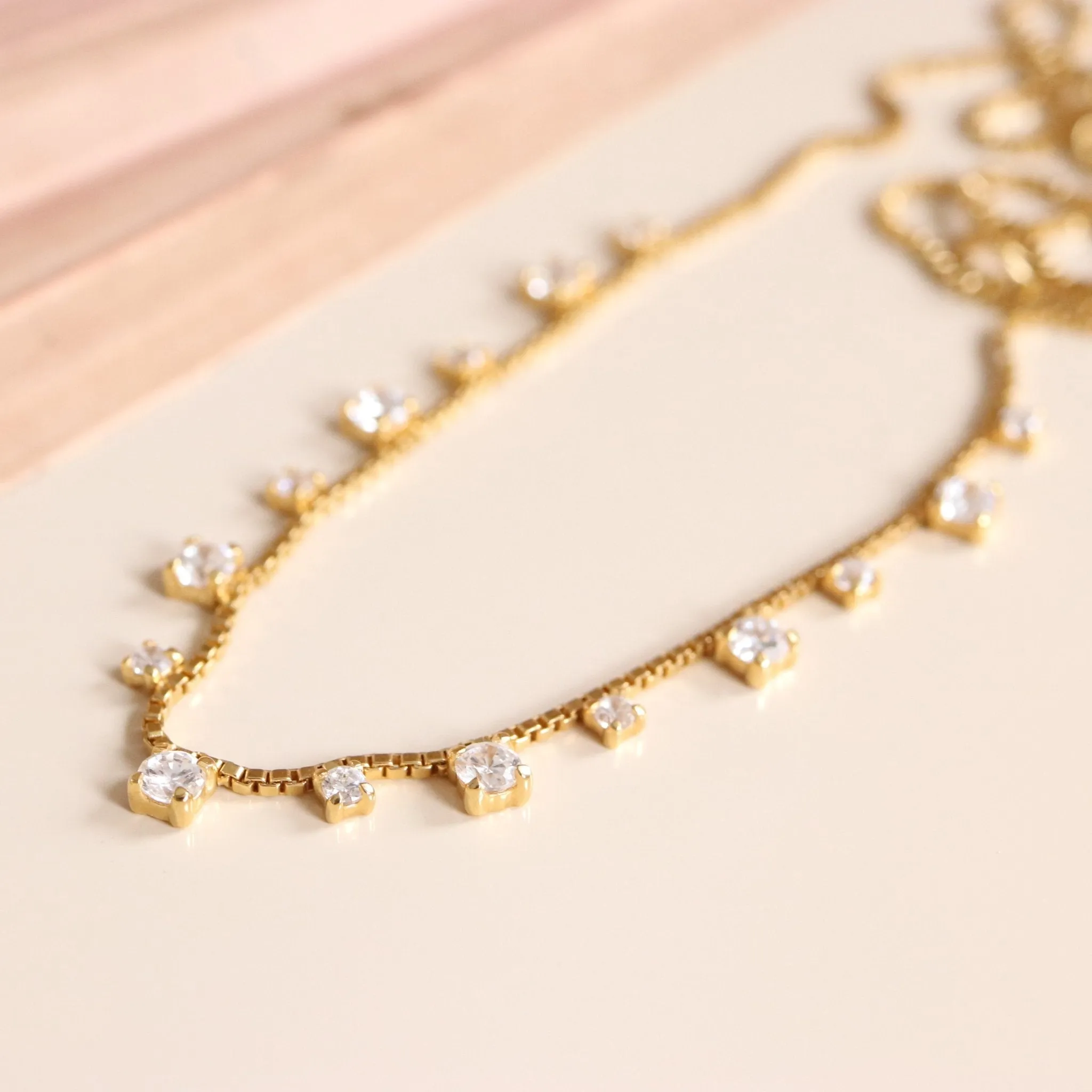 SCATTERED LOVE COLLAR NECKLACE - CUBIC ZIRCONIA & GOLD