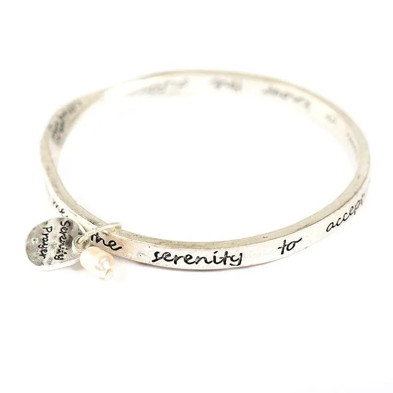 Serenity Prayer Bangle Bracelet Silver