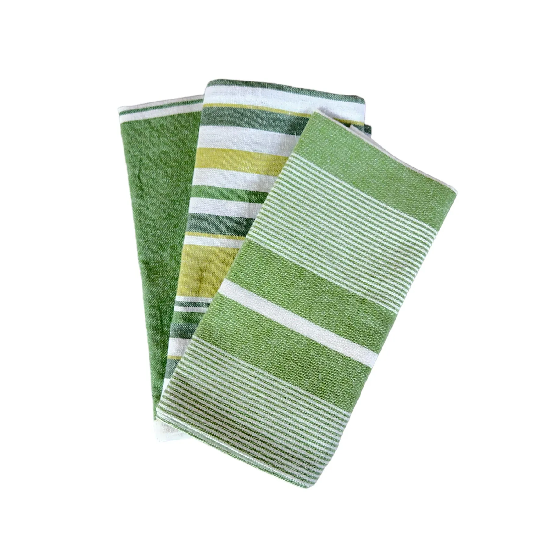 Set of 3 Tea Towels | Green   White