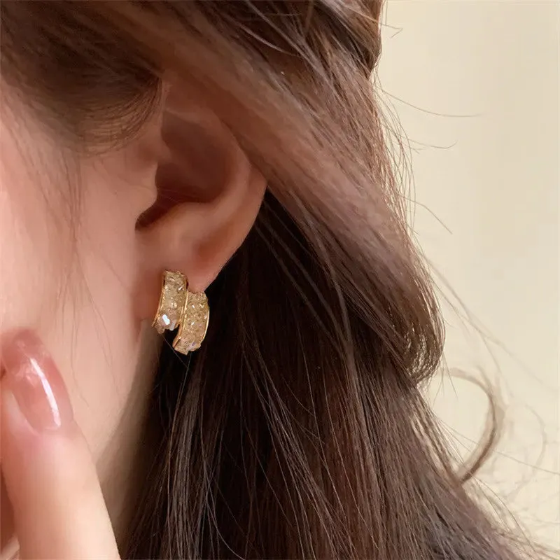 Shiny Crystal Fashion Luxury Simple Versatile Zircon Korean Earring