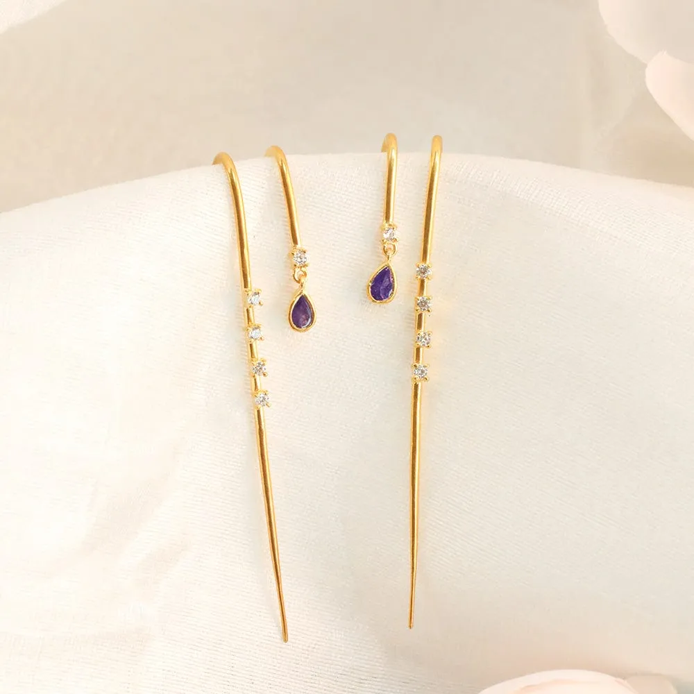 Silver Amethyst Earcuff