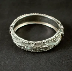 Silver Mesh Filigree Hinge Bangle Bracelet