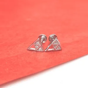 Silver Zircon Pyramid Earrings