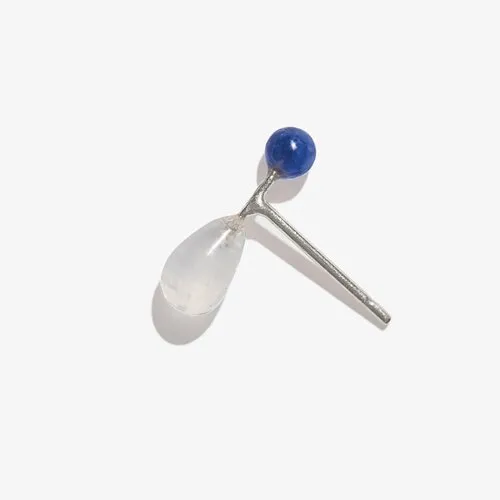 Sodalite & Moonstone Barbell Earring - Sterling Silver