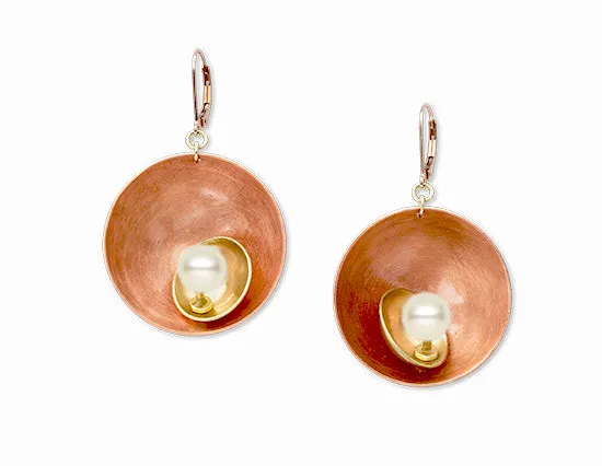 SPARK Striking Dome Shaped Mixed Metal Earrings with Metal and Accent Bead Options from the SCULPTURAL Collection