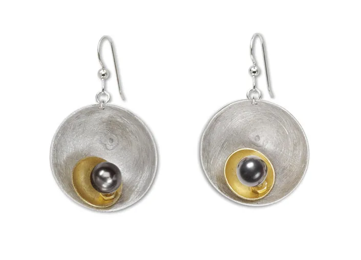 SPARK Striking Dome Shaped Mixed Metal Earrings with Metal and Accent Bead Options from the SCULPTURAL Collection