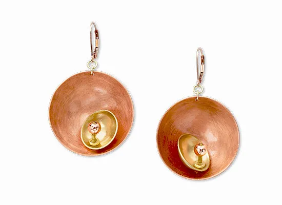 SPARK Striking Dome Shaped Mixed Metal Earrings with Metal and Accent Bead Options from the SCULPTURAL Collection