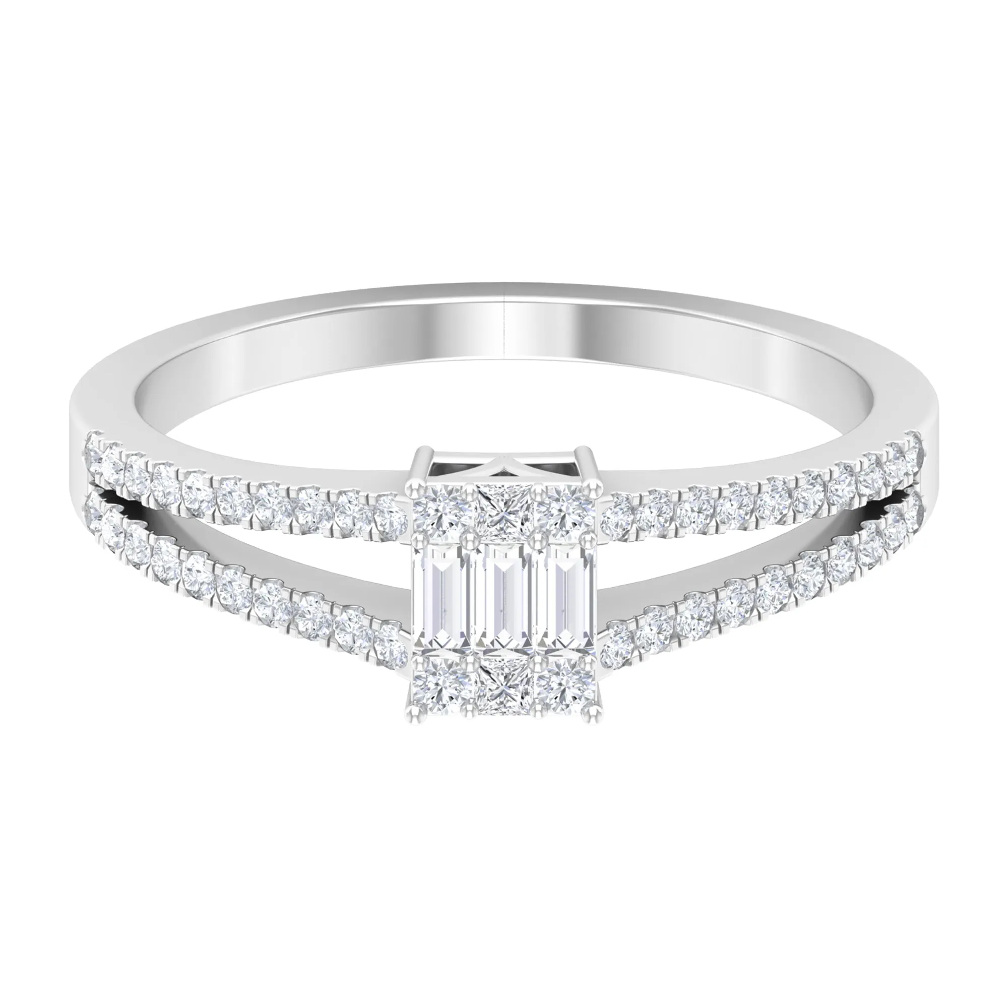 Split Shank Diamond Engagement Ring in Illusion Setting