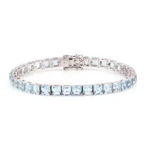 Square Aquamarine Tennis Bracelet In 18k White Gold