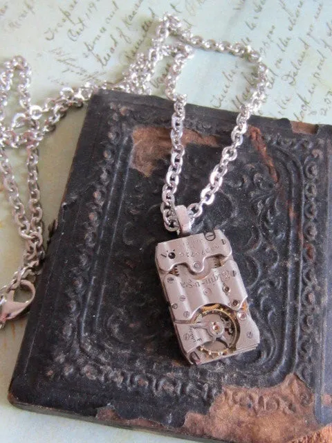 Steampunk Necklace -Bullet Proof - Recycled Jewelry made with real watch parts