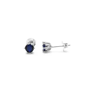 Sterling Sapphire Zirconia Stud Earrings