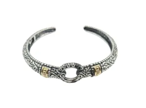 Sterling Silver and 14 Karat Gold Filigree Cuff Bracelet