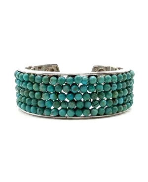 Sterling silver blue turquoise bead cuff bracelet